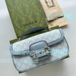 Replica GG Horsebit 1955 Small Top Handle Bag Light Blue Color